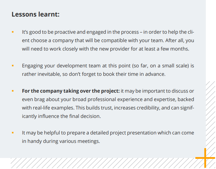 Lessons learnt IT project transition