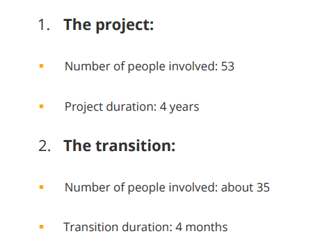 IT project transition - numbers